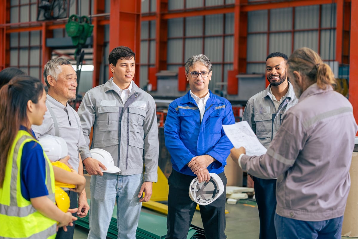 Industrial supervision team in a working meeting